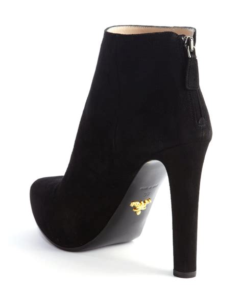 prada black heel|Prada suede booties.